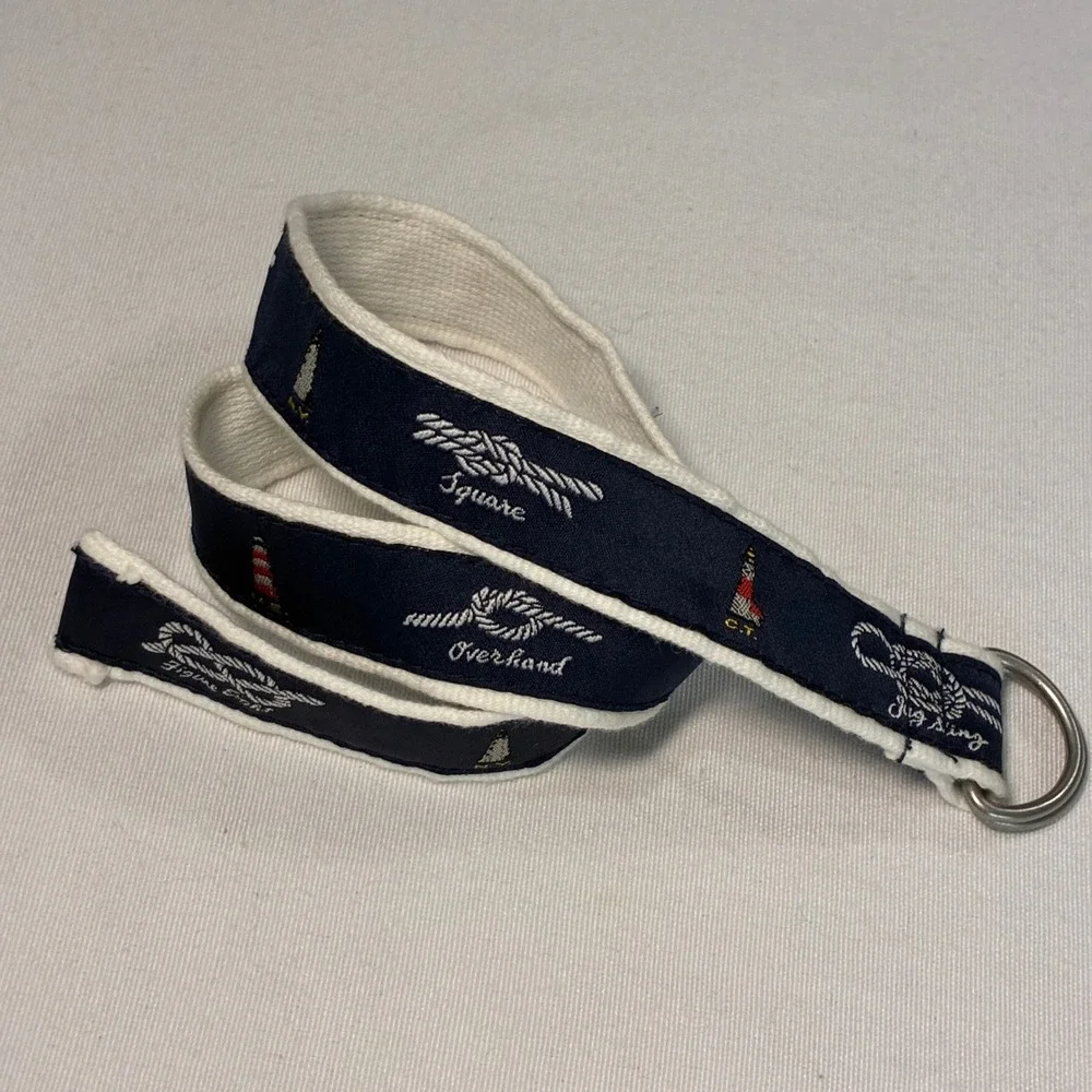 Ralph Lauren Nautical D-Ring Belt Boys 24M Navy Blue Beach Fisherman